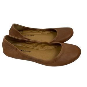 Lucky Brand Brown Leather Flat Slip on Ballet Shoes Spring Summer women’s size 9